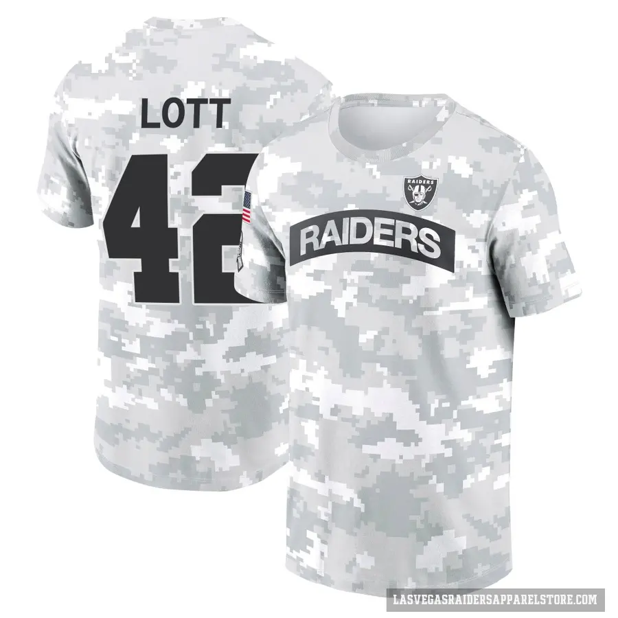 Youth ＃42 Ronnie Lott Las Vegas Raiders Camo Arctic 2024 Salute to Service Performance T-Shirt