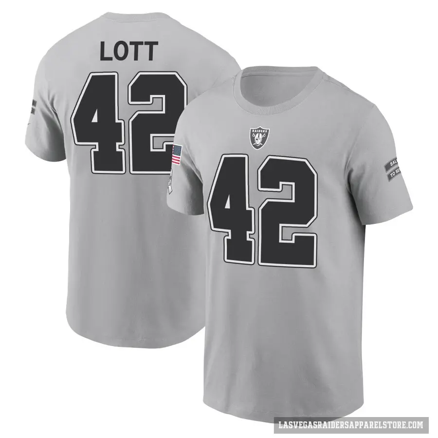 Youth ＃42 Ronnie Lott Las Vegas Raiders Gray 2024 Salute to Service T-Shirt