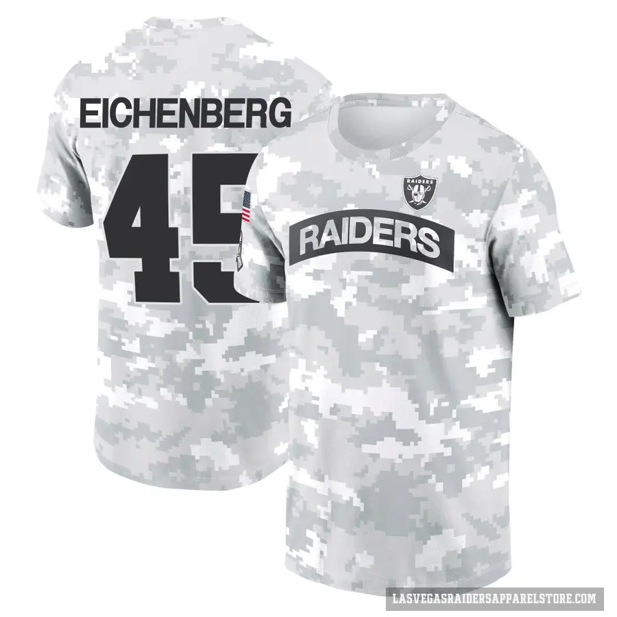 Youth ＃45 Tommy Eichenberg Las Vegas Raiders Camo Arctic 2024 Salute to Service Performance T-Shirt