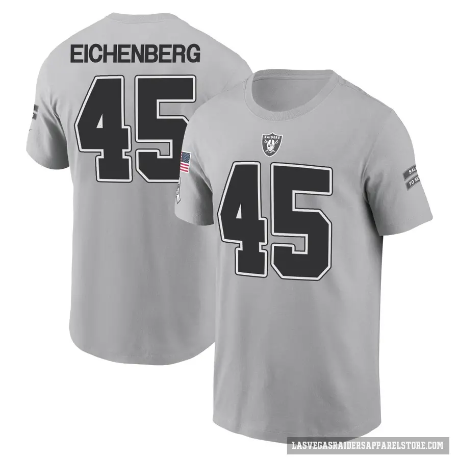 Youth ＃45 Tommy Eichenberg Las Vegas Raiders Gray 2024 Salute to Service T-Shirt