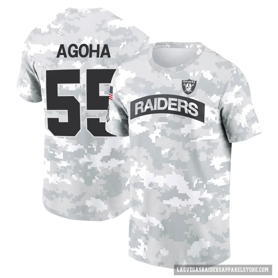 Youth ＃55 David Agoha Las Vegas Raiders Camo Arctic 2024 Salute to Service Performance T-Shirt
