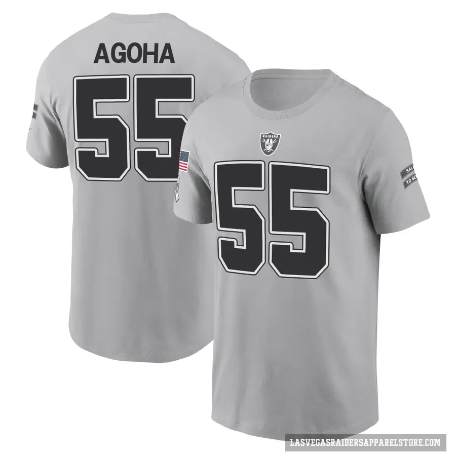 Youth ＃55 David Agoha Las Vegas Raiders Gray 2024 Salute to Service T-Shirt