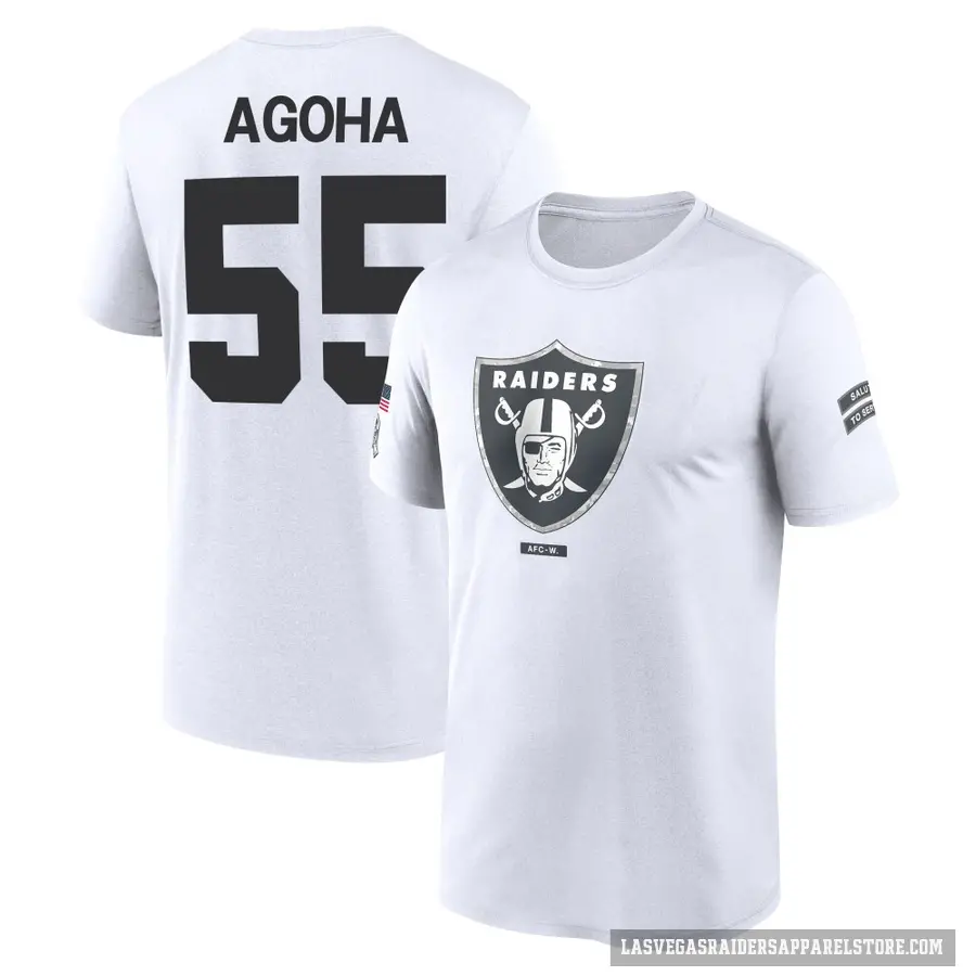 Youth ＃55 David Agoha Las Vegas Raiders White 2024 Salute to Service Performance T-Shirt