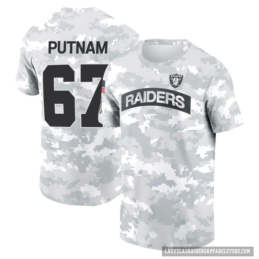 Youth ＃67 Will Putnam Las Vegas Raiders Camo Arctic 2024 Salute to Service Performance T-Shirt