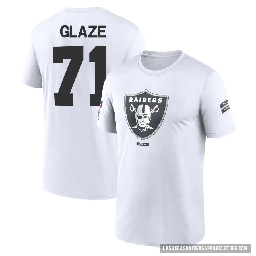 Youth ＃71 DJ Glaze Las Vegas Raiders White 2024 Salute to Service Performance T-Shirt