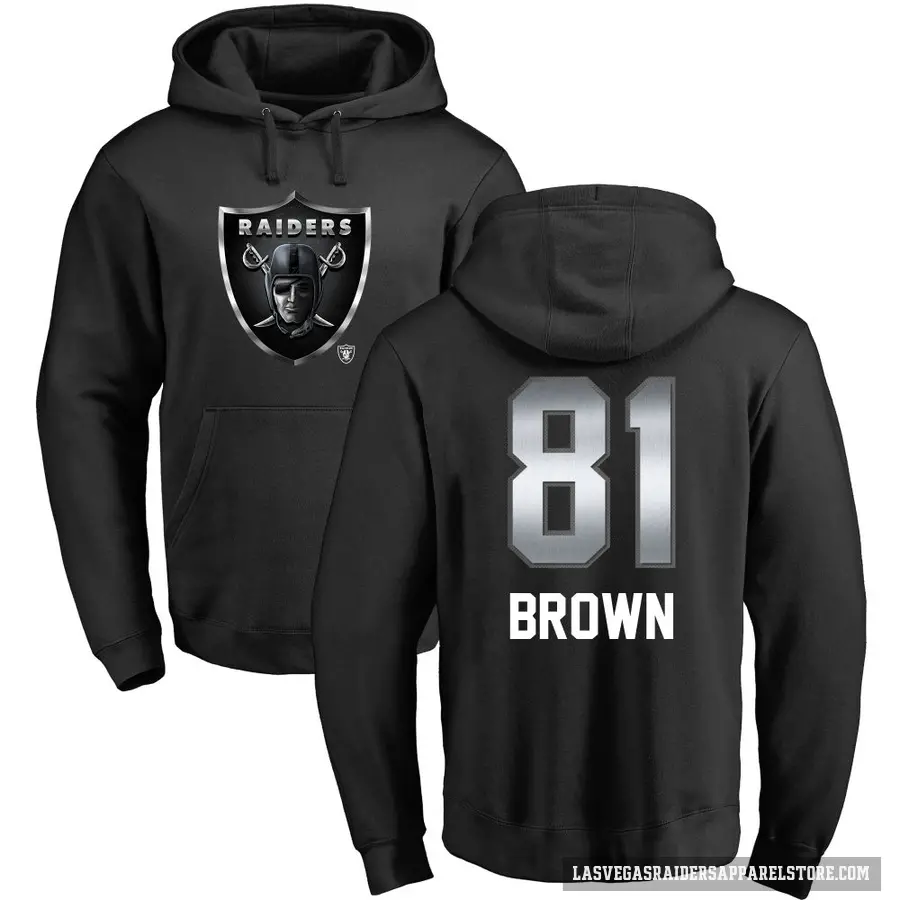 Youth ＃81 Tim Brown Las Vegas Raiders Black Midnight Mascot Pullover Hoodie