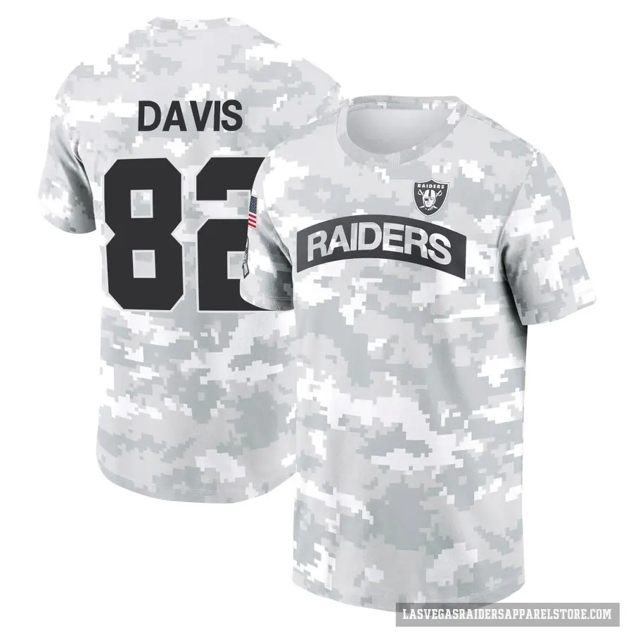 Youth ＃82 Al Davis Las Vegas Raiders Camo Arctic 2024 Salute to Service Performance T-Shirt