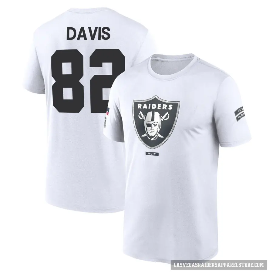 Youth ＃82 Al Davis Las Vegas Raiders White 2024 Salute to Service Performance T-Shirt