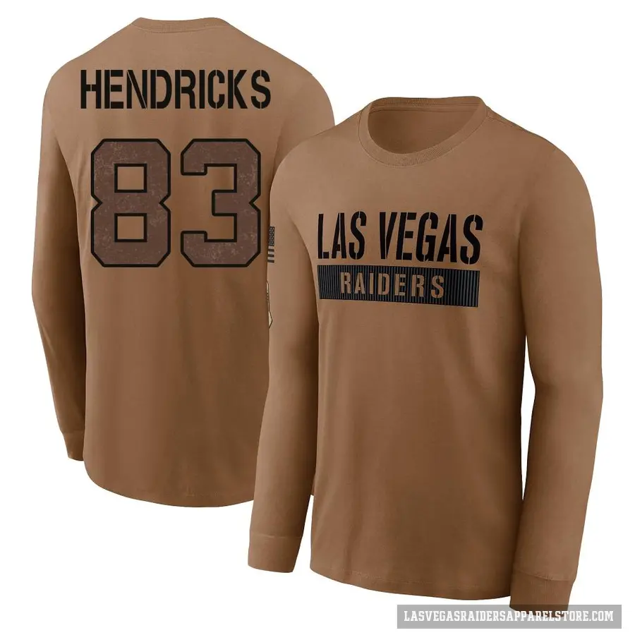 Youth ＃83 Ted Hendricks Las Vegas Raiders Brown 2023 Salute To Service Long Sleeve T-Shirt