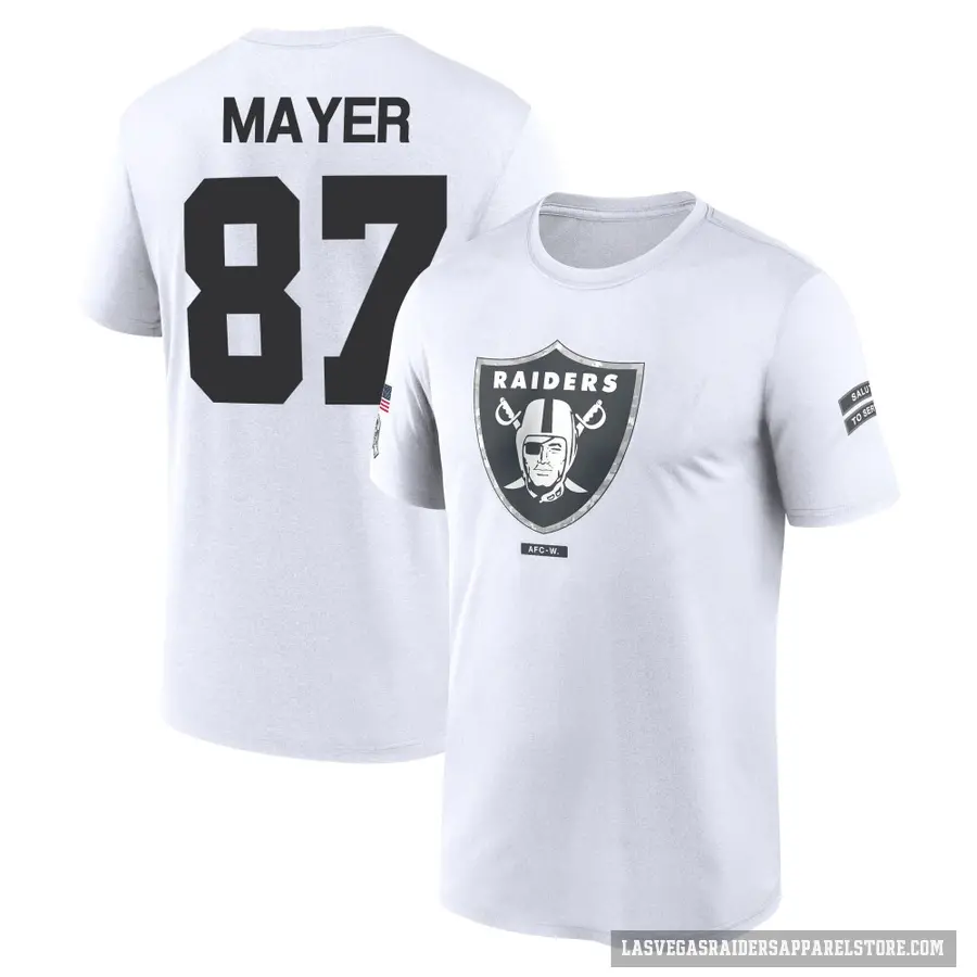 Youth ＃87 Michael Mayer Las Vegas Raiders White 2024 Salute to Service Performance T-Shirt