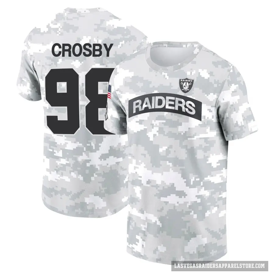 Youth ＃98 Maxx Crosby Las Vegas Raiders Camo Arctic 2024 Salute to Service Performance T-Shirt