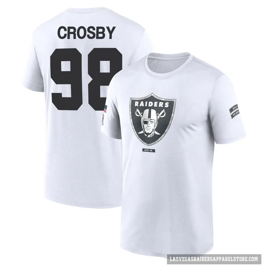 Youth ＃98 Maxx Crosby Las Vegas Raiders White 2024 Salute to Service Performance T-Shirt