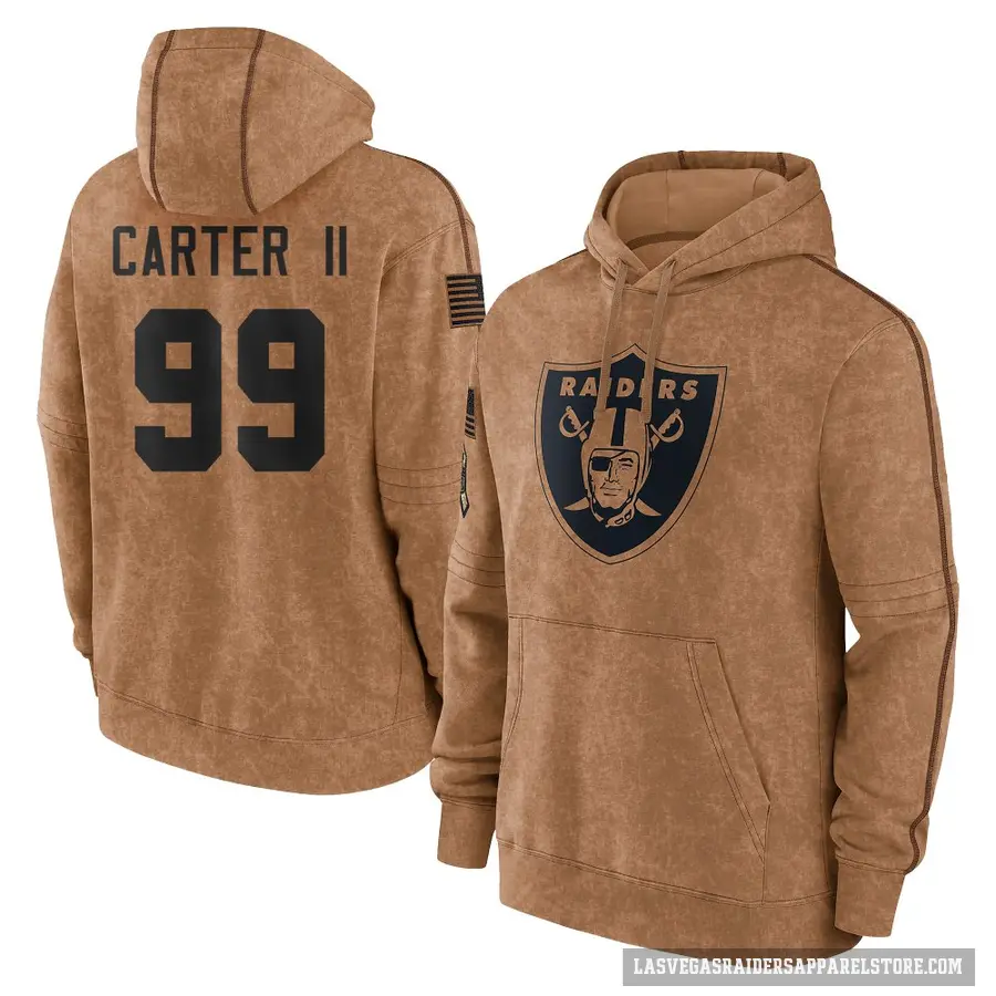 Youth ＃99 Andre Carter II Las Vegas Raiders Brown 2023 Salute To Service Club Pullover Hoodie